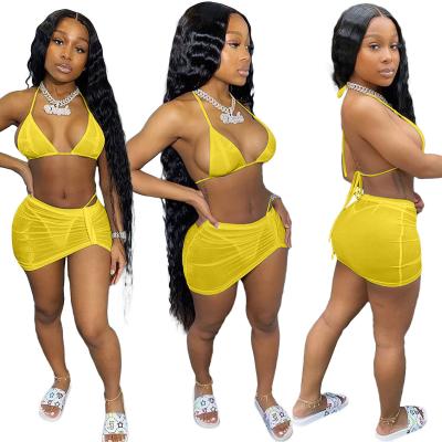 China Breathable good quality swimwear women three piece swimwear for plus size 2022 swimwear stylish bikini for fat women for sale