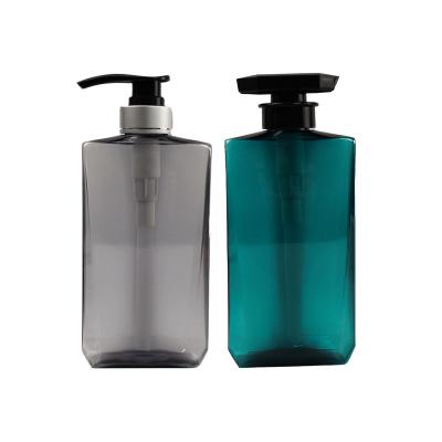 China PET 500ml Cosmetic Printing Empty Square Lotion Pump Bottle For Shampoo And Conditioner Bottles for sale