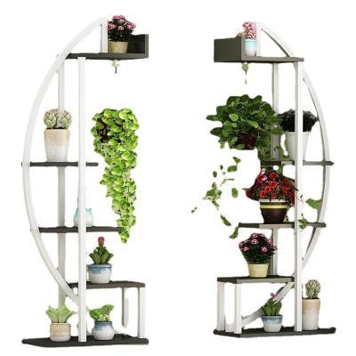 China Modern Floor Shelf Rack Balcony Decoration Household Space-Saving Household Indoor Flower Living Room Multi-Tiered Flower Rack for sale