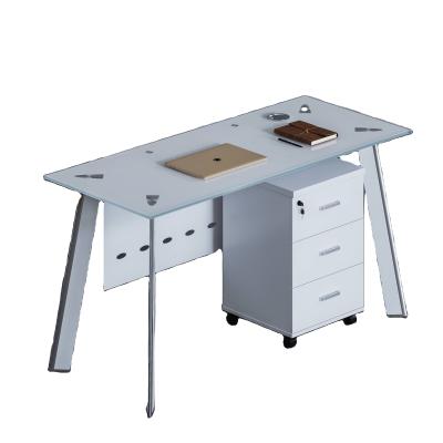 China Modern Computer Table Glass and Metal Computer Tempered Glass Computer Table for sale