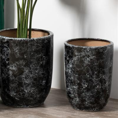 China Wholesale Modern Home Hotel Corridor Decoration Flower Pots Large Black Ceramic Garden Pots & Planters for sale