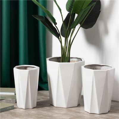 China wholesale nordic garden large big size flower pots home decoration white modern ceramic outdoor indoor plant pots for sale