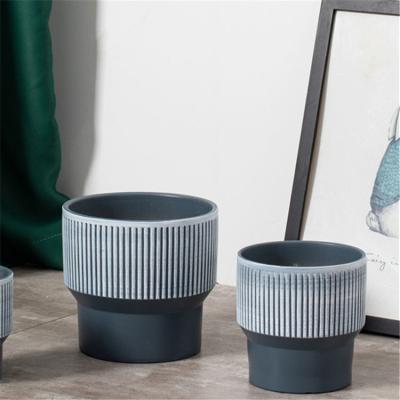 China Home & garden planter flowerpot flower pot indoor outdoor decoration big stripe ceramic flowerpots for sale