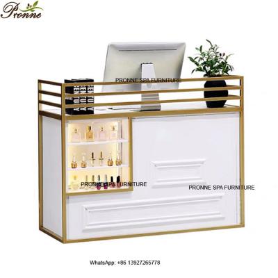 China PANEL modern design hair salon white&gold reception counter table for spa for sale