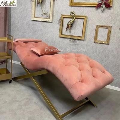 China New design beauty salon modern luxury pink treatment table custom made curve wick extension bed for sale