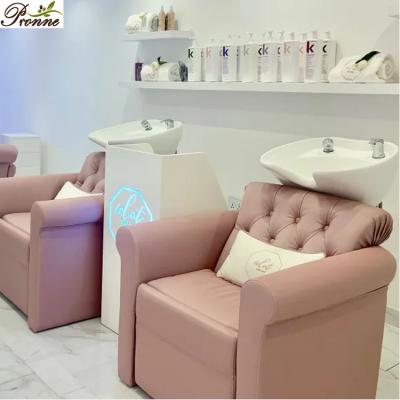 China Modern Luxury Different Color Barber Hairdressing Salon Hair Washing Chair Portable Shampoo Bed for sale