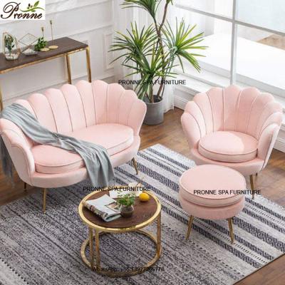 China Loveseat Sofa Pink Nail Luxury Modern Living Room Ins Simple Small Waiting Sofa With Table Set for sale