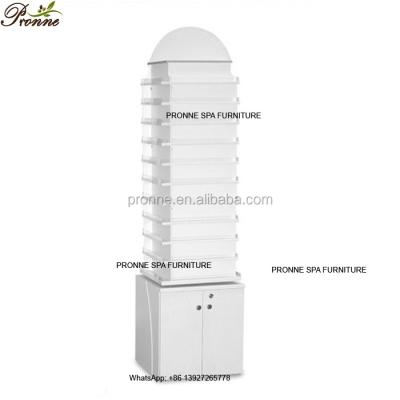 China Illumianted Led Lighting Custom Design Beauty Salon White Swivel Polish Display for sale