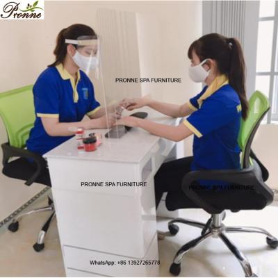 China Morden Rush Design Manicure Table Acrylic Shielded Shield / Pedicure Chair Safety Screen for sale