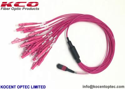 China MPO MTP OM4 24fo DLC Fiber Optic Patch Cord Fanout LSZH Cover With MPO Adapter for sale