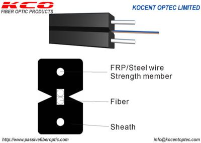 China Indoor G657A1 Single Mode 2fo 2 Steel Wires LSZH FTTH Drop Optical Fibers Cable for sale