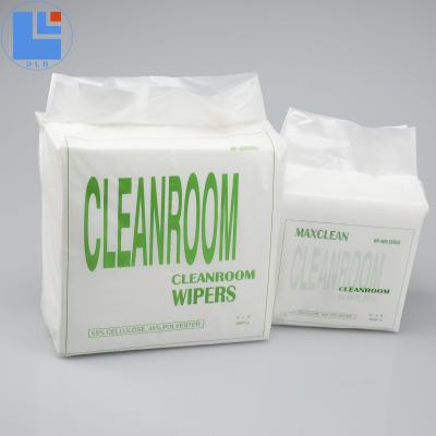 China Sustainable Wood Pulp Polyester 9x9 Inch Wiper 56gsm 0609 Dustproof Industrial Nonwoven Cleanroom Wiper Dry Passes 1-999 Paper Bags for sale