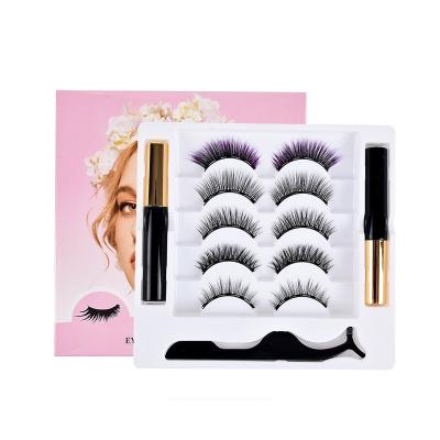 China Natural Curl Customized Logo Natural Black False Magnetic Eyelashes Set With 3D Effect for sale