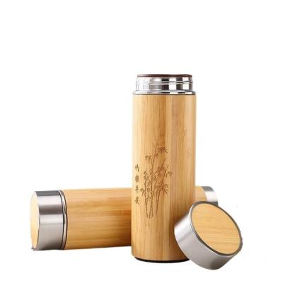 China Sustainable Stainless Steel 16oz Natural Outdoor Camping Custom Reusable Bamboo Mug for sale