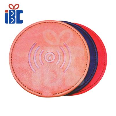 China Custom Leather Logo Wireless Charger Wireless Charging Pad for sale