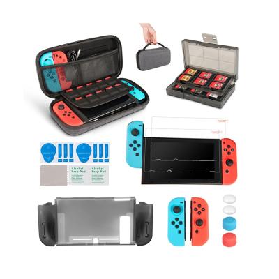 China Large Capacity Storage Bag Kit Game Card Slot Bracket Case Thumb Hat Tempered Glass Screen Protector Accessory For Nintendo Switch for sale