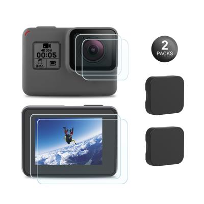 China Screen Protector*2 Camera Accessories Tempered Glass Screen Protector Tempered Glass Lens Protector Tempered Lens Cover For GoPros H7/218/6/5 Only Black for sale