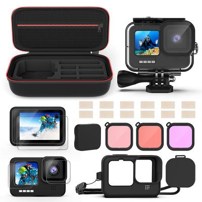 China Protect and Storage Gopro 9/10 Popular High Quality Camera Kit Of Bag Case Waterproof Gopro Sports Accessory Housing Case Filter For Gopro 9 Hero 10 for sale