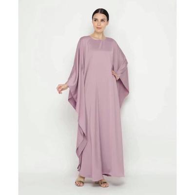 China Card Breaking Solid Color Hot Wholesale Large Size Loose Women's Long Sleeve Bat Sleeve Bat Dress Muslim Dress for sale