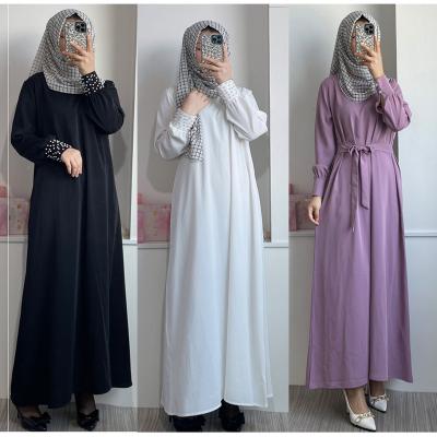 China Middle East Abaya Wholesale Fashion Clothing Islam Cloth Map Muslim Dress Nail Matte High Quality Malay Broken Pearl Long Sleeve for sale