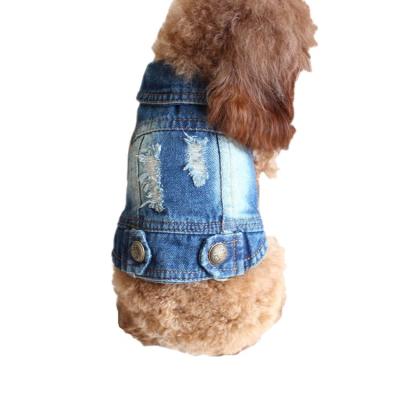 China Custom Fashion Padded Medium Small Pet Puppy Clothes Dog Denim Vest Pet Bridle for sale