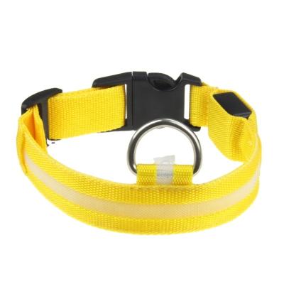 China Hot Selling Dogs Pet Supplies Glow Nylon Rechargeable Battery Fluorescent Strip Collars Usb Led Dog Collars Led Pet Collars for sale