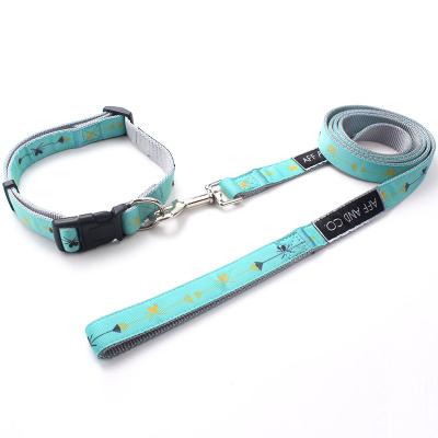 China Custom Dog Accessories Nylon Woven Pattern Pet Dog Collar And Leash No Minimum Order Quantity for sale