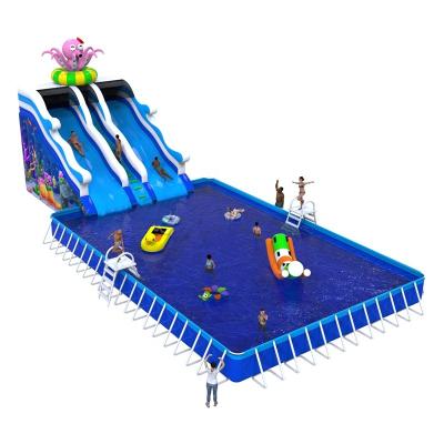 China All In One Outdoor Inflatable Water Park Equipment PVC Octopus Theme Water Slide Mobile Park For Kids And Adult On Sale for sale