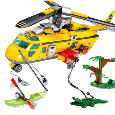 China DIY TOY Kids Toy Jungle Helicopter Boat Building Block Sets Brinquedos DIY Creator Bricks Educational Toys for sale