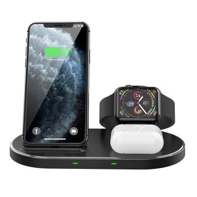 China 2020 new nightstand mode wireless charger W55 3 in1 fast charging station cable storage and type C connect QI fast charger for sale