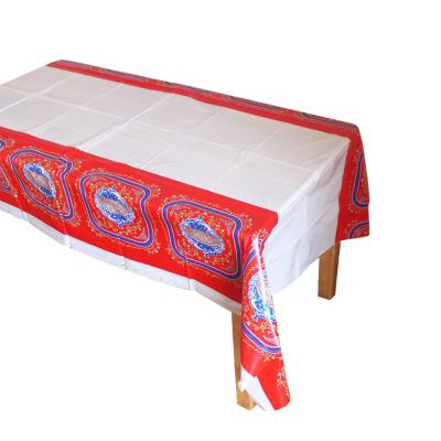 China Disposable Plastic Eid Al-Fitr Ramadan Table Covers Waterproof PE Table Cloth For Muslim Islamism Decoration 180*108cm for sale