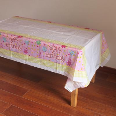 China Plastic PE Tablecloth Happy Birthday TableCover Disposable Plastic Cake Waterproof For Kids Birthday Party Decoration 180*108cm for sale