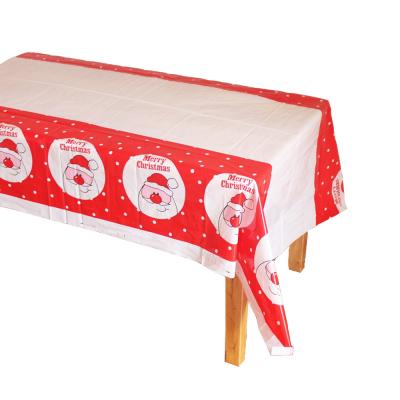 China Waterproof Disposable Plastic Christmas Tablecloth Santa Table Cover Tablecloth Merry Christmas Decoration 180*108cm Or Custom for sale