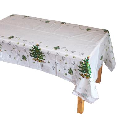 China PE Plastic Disposable Rectangle Table Cloth Christmas Tree Table Cover Plastic Tablecloths For Christmas Decoration 180*108cm Or Custom for sale