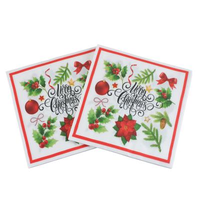 China 2021Merry Christmas Printed Bell Printed Paper Napkin For Christmas Party Decoration 33*33cm Or Custom for sale