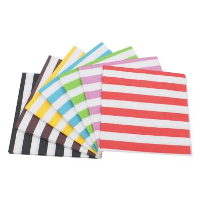 China Food Grade Striped Napkins Printed Paper Napkin Tissue Servilleta for Birthday Party Decoration 25*25cm or Custom for sale