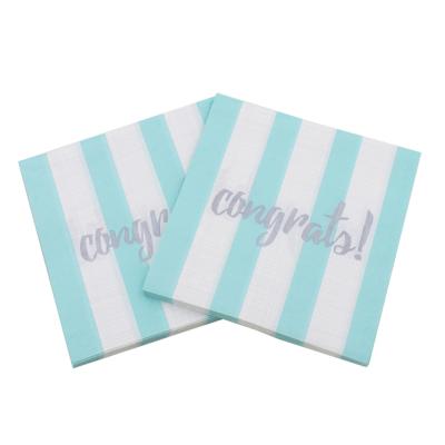 China Congrate Stripe Paper Napkin Tissue Servilleta Printed Food Grade Napkins for Birthday Party Decoration 25*25cm or Custom for sale