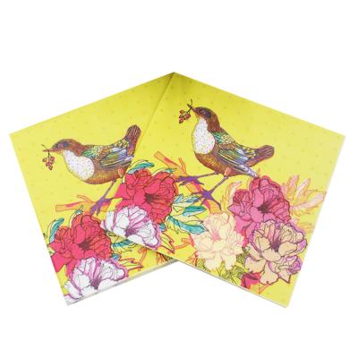 China Printed Party Paper Napkin Bird and Turquoise Event Tissue Napkin Supply Decoration Paper 33cm*33cm or Custom Napkins for sale