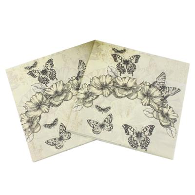 China Party Butterfly Printed Paper Napkin and Decoration Guardanapo 33cm*33cm Party Tissue Napkin or Custom Napkins for sale