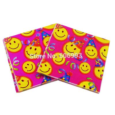 China Servilleta Smile Face Paper Napkin Tissue Printed Food Grade Dinner Napkins for Birthday Party Decoration 33*33cm or Custom for sale