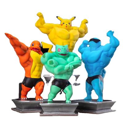 China Hot Toy Pokemon Fitness Muscle Pikachu Cartoon Doll Action Figure Cartoon Anime Bodybuilding Fun Gift for sale