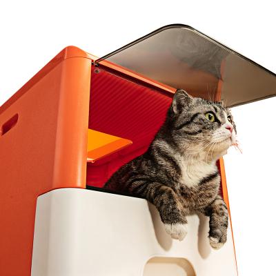 China Cat Toilet Training System Big Stored Box Closed Cat Toilet Puller for sale