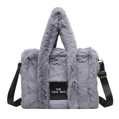 China 2023 Tote Bags Other Soft Women New Ladies Big Large Shoulder Bags Designer Brands Luxury Faux Fur Plush Hairy Famous Female Fur for sale