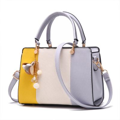 China Other new style summer style shoulder bag blue stripe patchwork PU leather lady handbag for sale