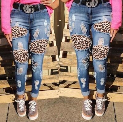 China QUEENA QUICK DRY Mujer Custom Jeans New High Quality Stylish Ladies Stretch Denim Skinny Blue Pants Ripped Distressed Women Jeans for sale