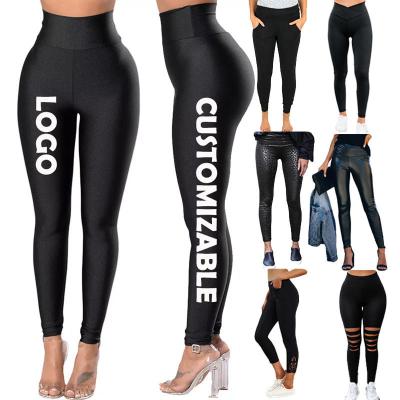 China G.S. Custom Logo S-2XL Breathable Women Shape Solid Skinny Pants Black High Waist Tights Ladies Classic Gaiters for sale