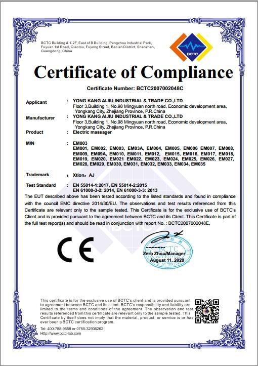 CE - Yongkang Aijiu Industrial & Trade Co., Ltd.