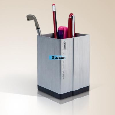 China OEM Aluminum Black Square Office Pen Holder With Light Weight for sale