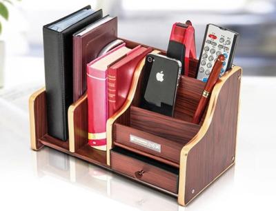 China ODM Stable Durable Plastic Office Pen Holder Design With Wood Pattern for sale