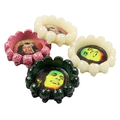 China 10cm Cigar Ashtray LENS Smoking Accessories Bob Marley Resin Ashtray for sale